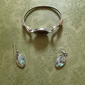 Elegant Silver and Abalone Jewelry Set